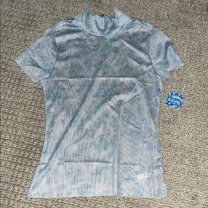 Free People Blue Sheer Floral Tee